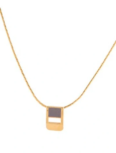 Pre-owned Givenchy Vintage Enamel Pendant Choker Necklace, 15", 15" In Neutral