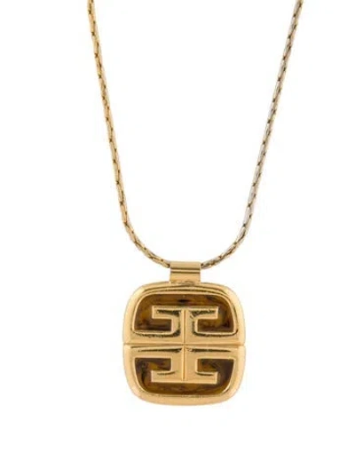 Pre-owned Givenchy Vintage Enamel Pendant Necklace, 24.25" In Brown