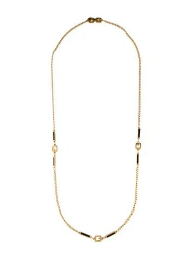 Pre-owned Givenchy Vintage Enamel Station Necklace, 29.75" In Black