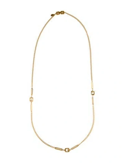 Pre-owned Givenchy Vintage Enamel Station Necklace, 30" In White