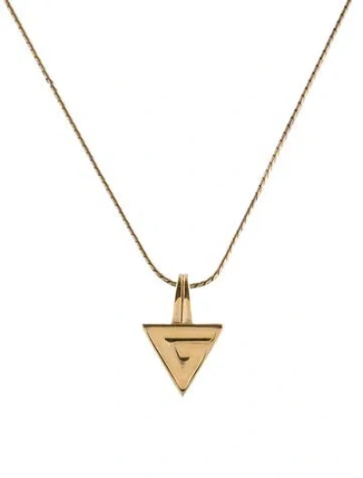 Pre-owned Givenchy Vintage Enamel Triangle Pendant Necklace, 16.25" In Yellow