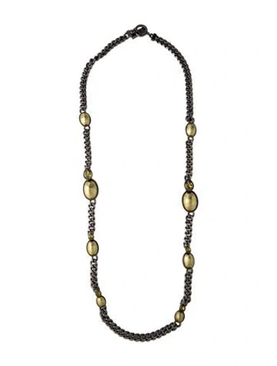 Pre-owned Givenchy Vintage Faux Pearl & Crystal Station Necklace, 31.5" In Green