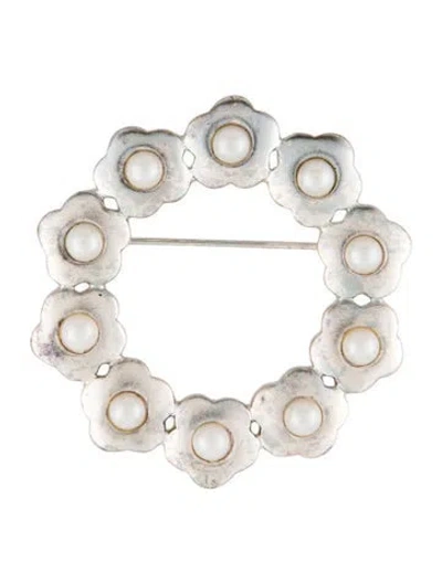 Pre-owned Givenchy Vintage Faux Pearl Brooch Pin In Multi