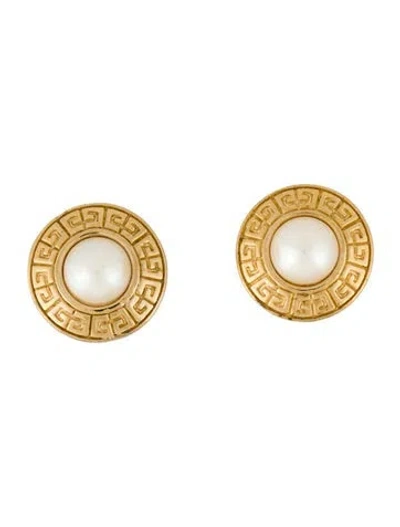 Pre-owned Givenchy Vintage Faux Pearl Clip On Earrings In Multicolor