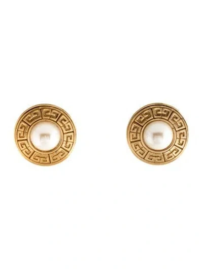 Pre-owned Givenchy Vintage Faux Pearl Clip-on Earrings In Multicolor