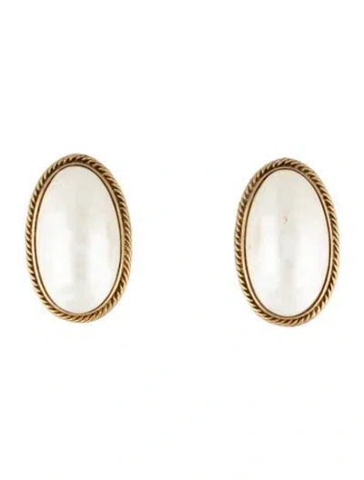 Pre-owned Givenchy Vintage Faux Pearl Clip-on Earrings In White
