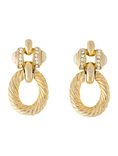 Pre-owned Givenchy Vintage Faux Pearl Crystal Clip-on Earrings In Multi
