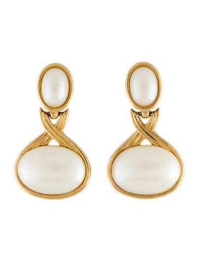 Pre-owned Givenchy Vintage Faux Pearl Drop Clip On Earrings In Multicolor