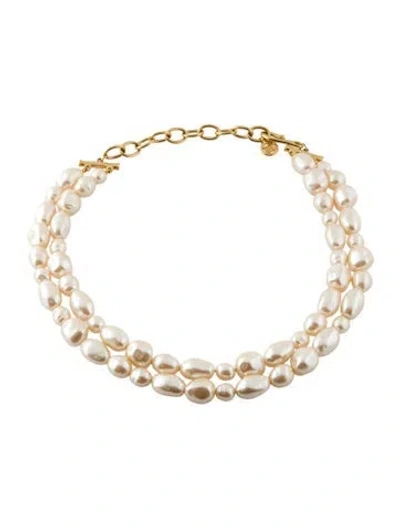 Pre-owned Givenchy Vintage Faux Pearl Multistrand Beaded Necklace, 21.5"