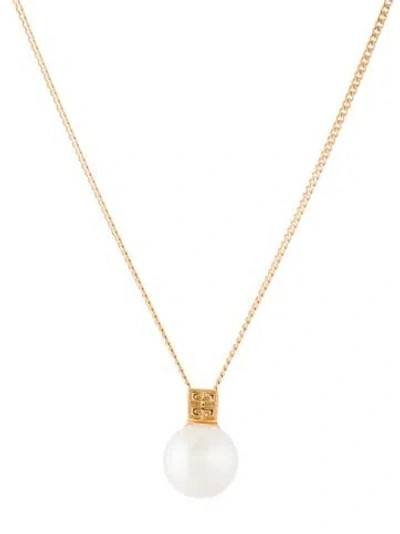 Pre-owned Givenchy Vintage Faux Pearl Pendant Necklace, 18" In Multi