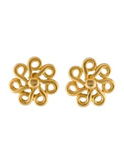 Pre-owned Givenchy Vintage Flower Clip-on Earrings In Multi
