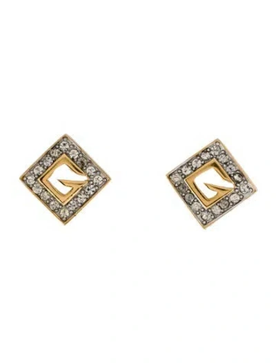 Pre-owned Givenchy Vintage 'g' Buckle Clip-on Earrings In Multicolor