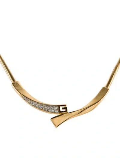 Pre-owned Givenchy Vintage G Crystal Collar Necklace, 15" In Multi