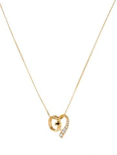 Pre-owned Givenchy Vintage G Heart Pendant Necklace, 16" In Multi