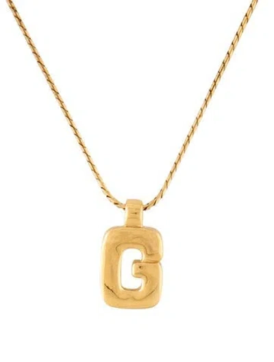 Pre-owned Givenchy Vintage 'g' Logo Pendant Necklace, 16" In Multicolor