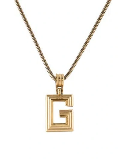 Pre-owned Givenchy Vintage G Pendant Necklace, 16" In Multi
