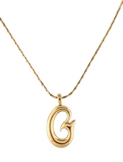 Pre-owned Givenchy Vintage G Pendant Necklace, 16" In Multicolor
