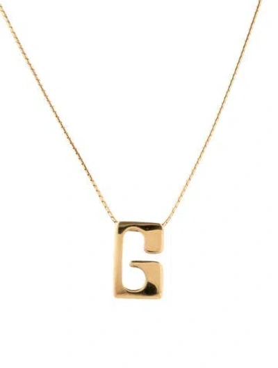Pre-owned Givenchy Vintage G Pendant Necklace, 16.25" In Multi