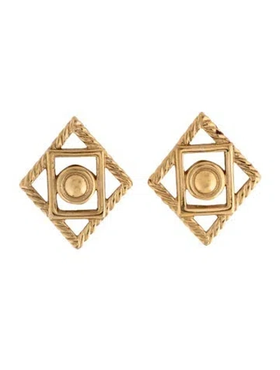 Pre-owned Givenchy Vintage Geometric Ribbed Clip-on Earrings In Multicolor