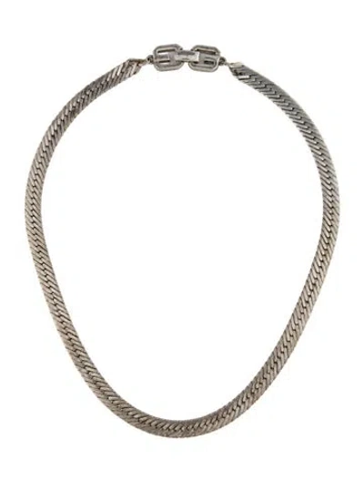Pre-owned Givenchy Vintage Gg" Logo Herringbone Chain Necklace, 19" In Multi