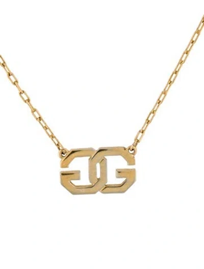 Pre-owned Givenchy Vintage Gg Logo Pendant Necklace, 15" In Multi