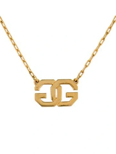Pre-owned Givenchy Vintage 'gg' Pendant Necklace, 15" In Multi