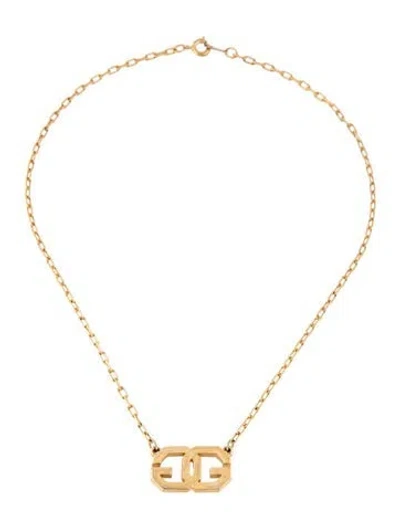 Pre-owned Givenchy Vintage Gg Pendant Necklace, 15" In Multicolor