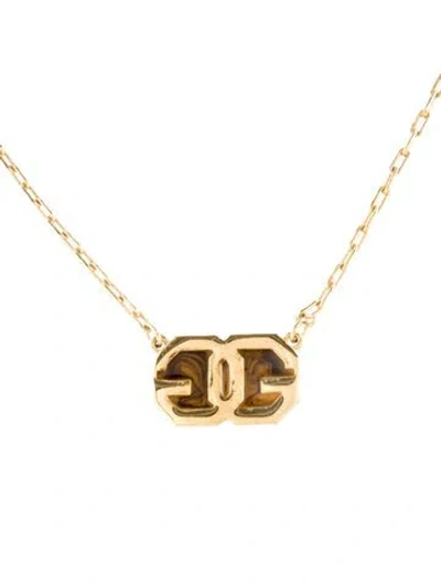 Pre-owned Givenchy Vintage Gg Resin Pendant Necklace, 14" In Brown