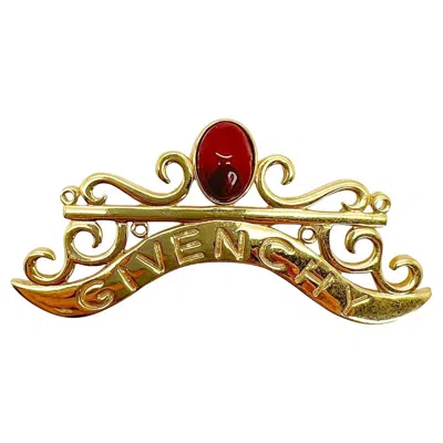Pre-owned Givenchy Vintage Gigantic  Cabochon Embellished Logo Brooch 1980s In Multi