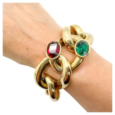 Pre-owned Givenchy Vintage  Chunky Chain Jewelled Bracelet 1980s In Multi