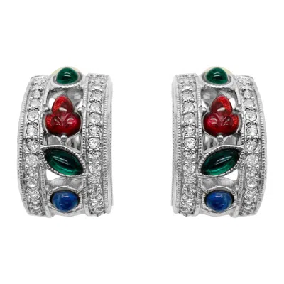 Pre-owned Givenchy Vintage  Deco Style Tutti Frutti Earrings 1980s In Multi
