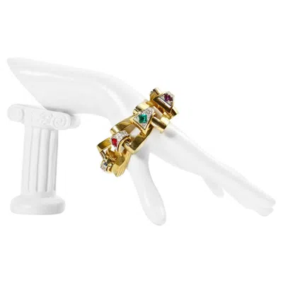 Pre-owned Givenchy Vintage  Diamante And Gold Tone Link Bracelet Circa 1980s In Multi