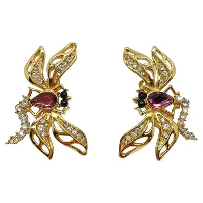 Pre-owned Givenchy Vintage  Dragonfly Earrings 1980s In Multi