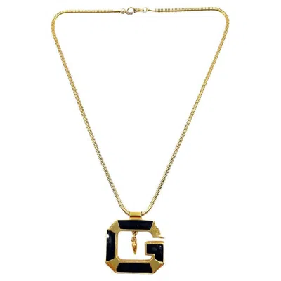 Pre-owned Givenchy Vintage  Enamel G Motif Necklace 1970s In Multi