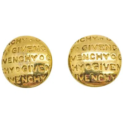 Pre-owned Givenchy Vintage  Gold Button Logo Earrings Iconic 1980s In Brown