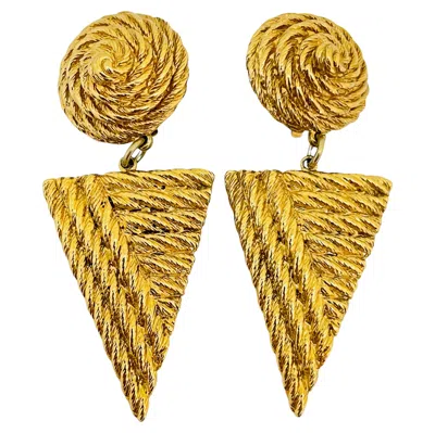 Pre-owned Givenchy Vintage  Gold Rope Dangle Designer Runway Clip On Earrings In Multi
