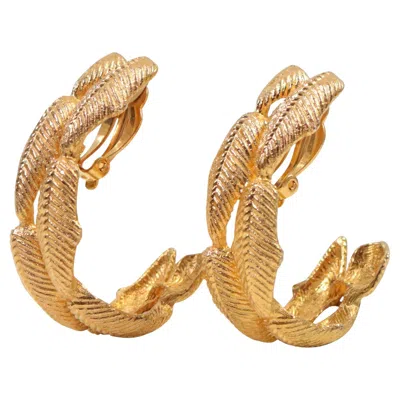 Pre-owned Givenchy Vintage  Gold Tone Half Hoop Wheat Earrings, Circa 1980s In Multi