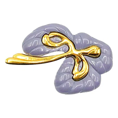 Pre-owned Givenchy Vintage  Lilac Stylised Flower Brooch 1980 In Gray