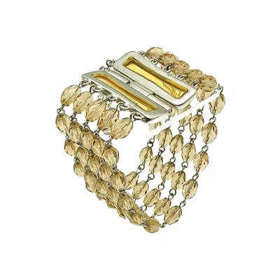 Pre-owned Givenchy Vintage  Multi Row Citrine Glass Bracelet 1990s In Sand