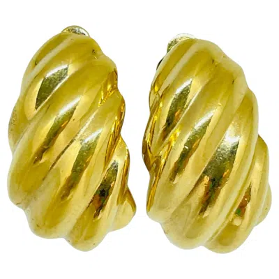 Pre-owned Givenchy Vintage  Paris New York Signed Gold Tone Designer Clip On Earrings In Multi