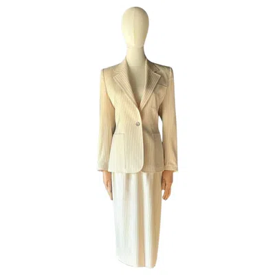 Pre-owned Givenchy Vintage  Pinstripe Blazer Set In Sand