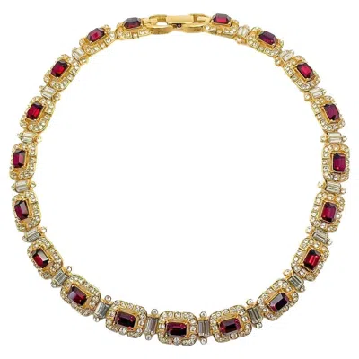 Pre-owned Givenchy Vintage  Ruby Crystal Riviere Necklace 1980s In Multi