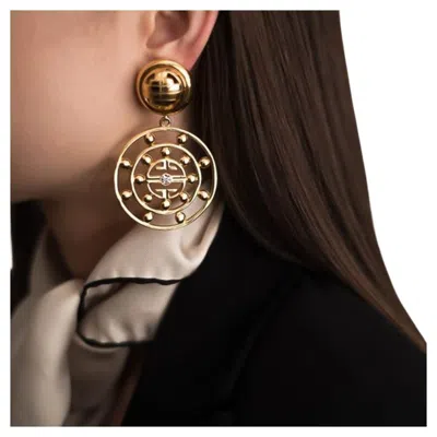 Pre-owned Givenchy Vintage  Statement Iconic 4g Logo Design Drop Earrings 1980s In Gold
