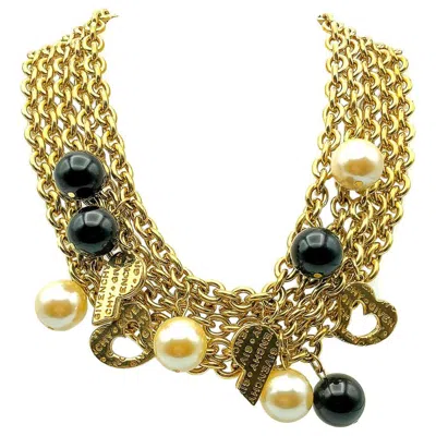 Pre-owned Givenchy Vintage  Statement Multi Chain Charm Collar 1990s In Sand