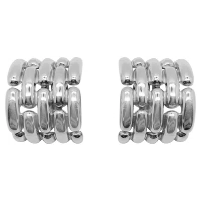 Pre-owned Givenchy Vintage  Watch Link Huggie Earrings 1980s In Multi