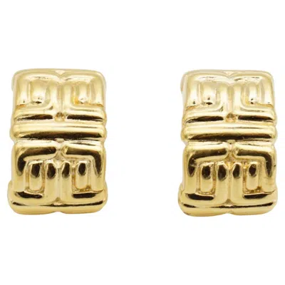 Pre-owned Givenchy Vintage Gold Rare Unisex 4g Monogram Semi Dome Hoop Pierced Earrings In Multiple