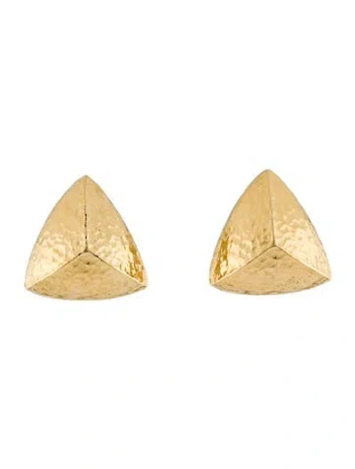 Pre-owned Givenchy Vintage Hammered Triangular Pyramid Clip-on Earrings In Multi