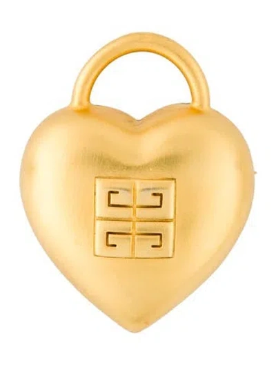 Pre-owned Givenchy Vintage Heart Logo Pendant Brooch In Multi