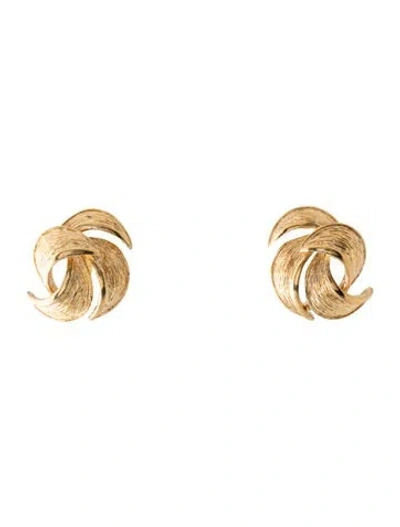 Pre-owned Givenchy Vintage Intertwined Openwork Swirl Leaf Clip-on Earrings In Multicolor
