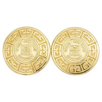 Pre-owned Givenchy Vintage Large 4g Logo Monogram Relief Medallion Button Clip Earrings In Multi